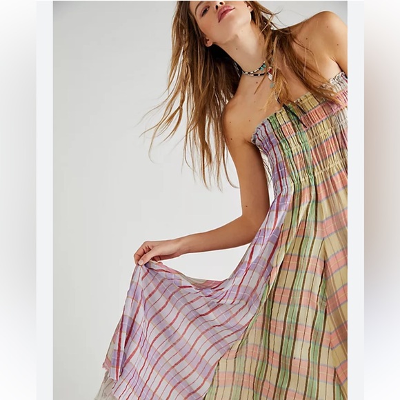 Free People Lausanne Plaid Convertable Maxi Skirt Midi Dress - Picture 6 of 10